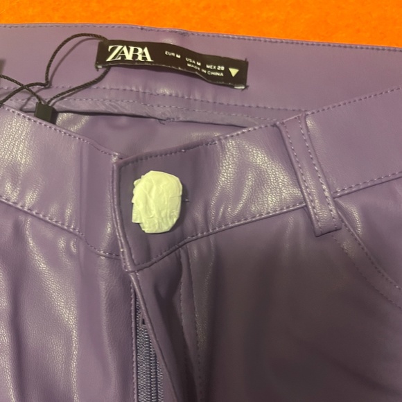 Zara purple faux leather low rise trousers NWT - Picture 7 of 9